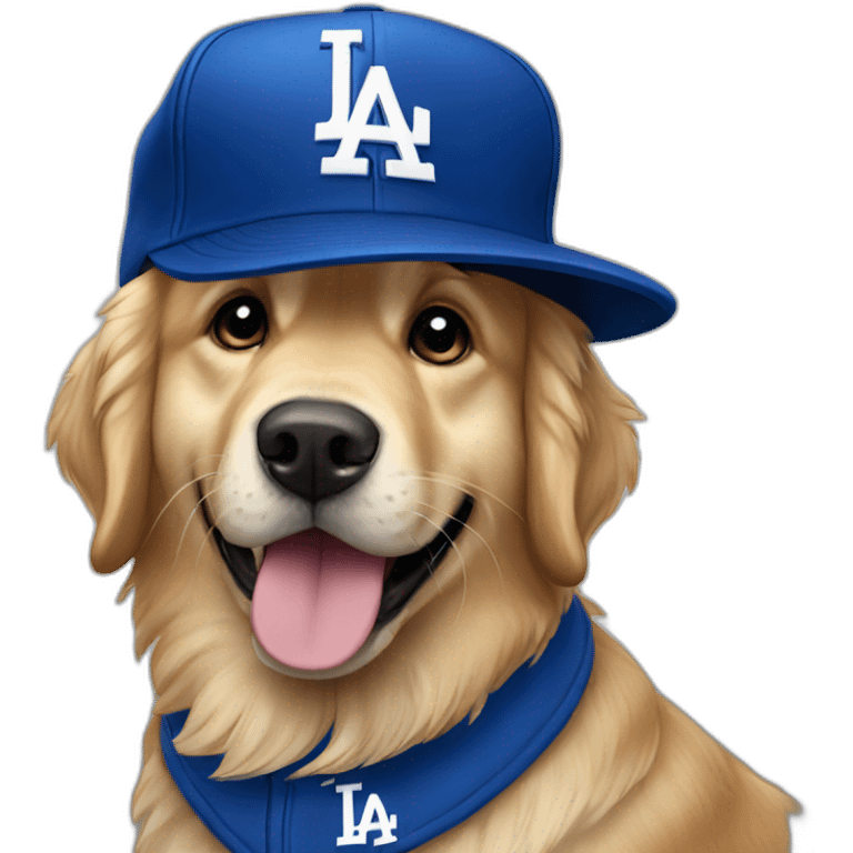 Golden retriever wearing dodgers hat emoji