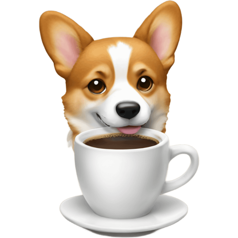 Corgi with a coffee emoji