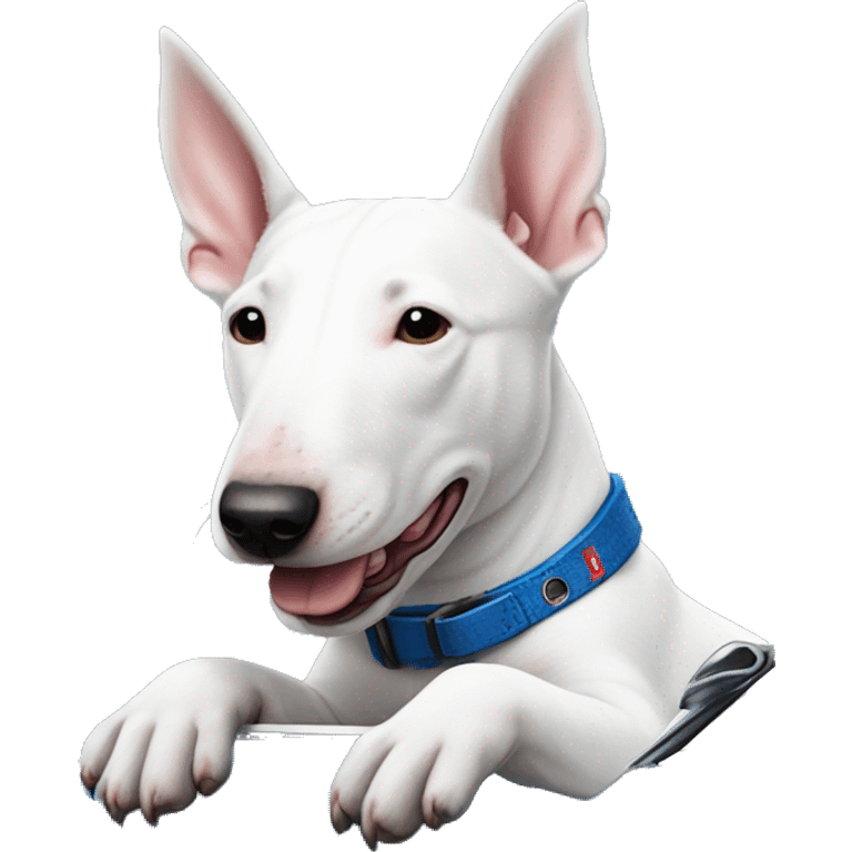 Bull terrier in blue c6 corvette emoji