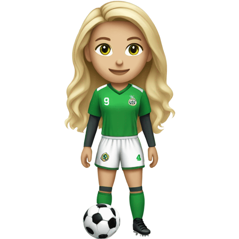 girl soccer player princess blond long hair green eyes emoji