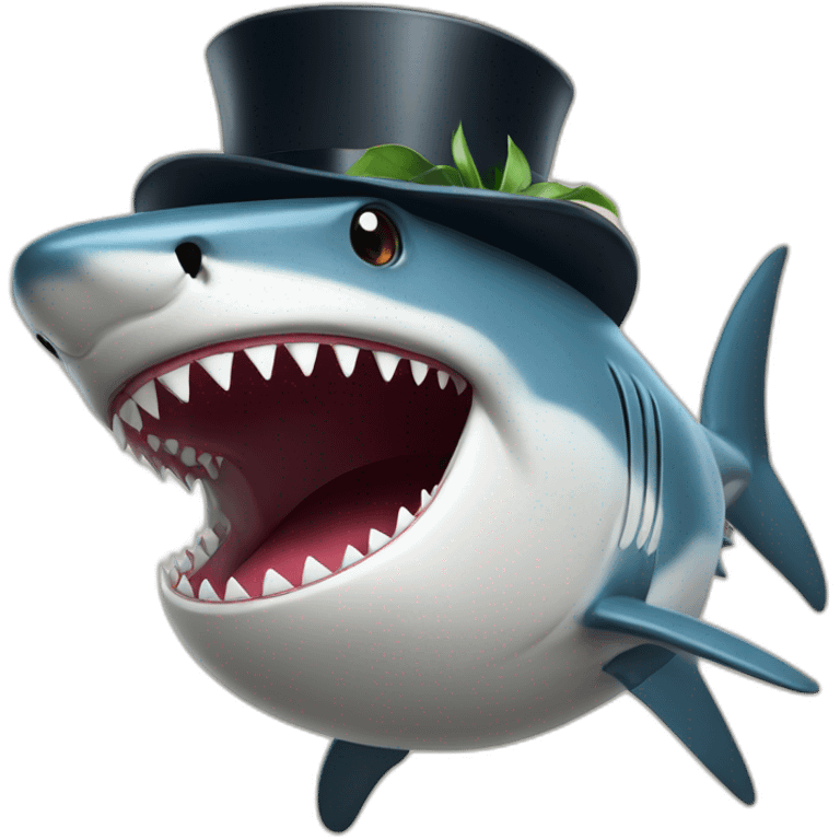 Shark with a top hat emoji