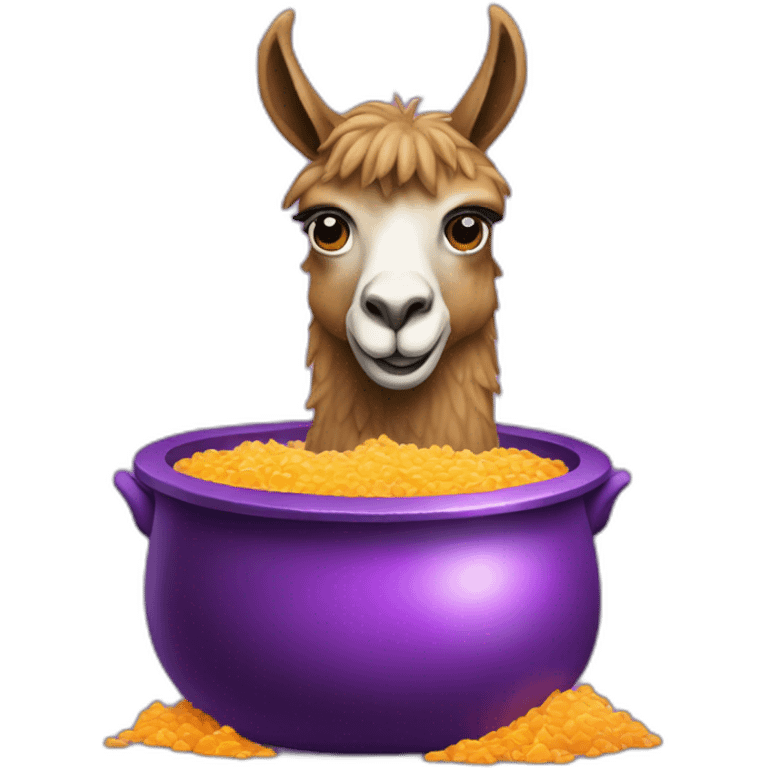 one llama in a purple cauldron emoji