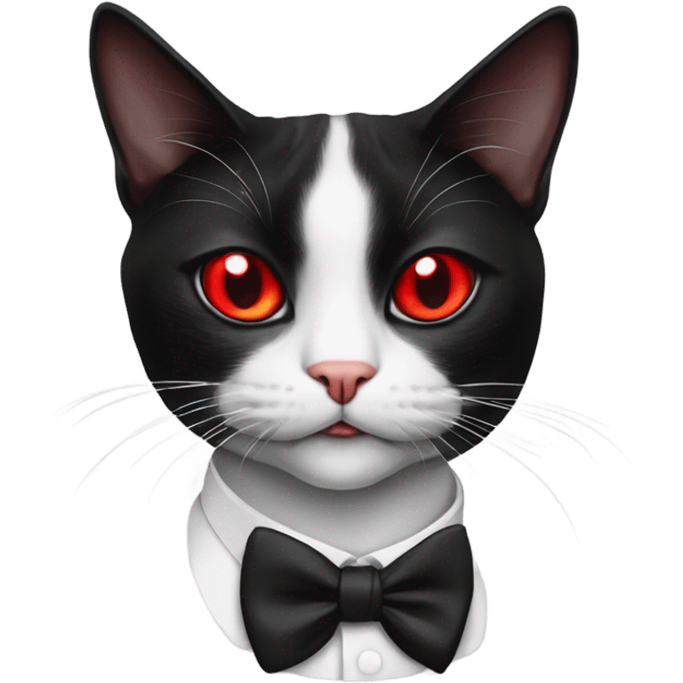 Black and white tuxedo cat smoking a cigar red eyes emoji