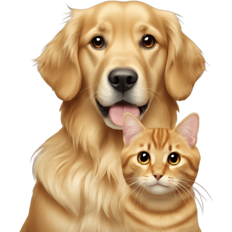 Golden retriever and tabby cat emoji