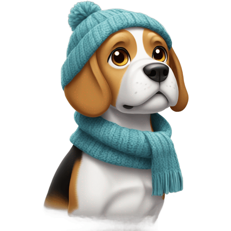 Cold Beagle in winter clothes emoji