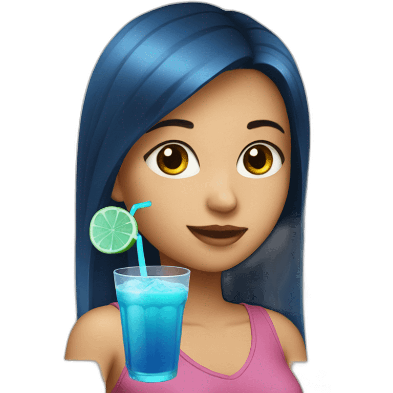 Girl with blue drink emoji