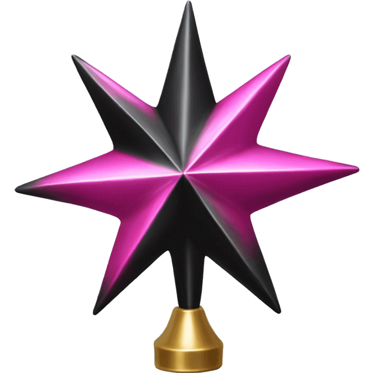 Realistic isolated black and pink metallic star christmas tree topper. emoji