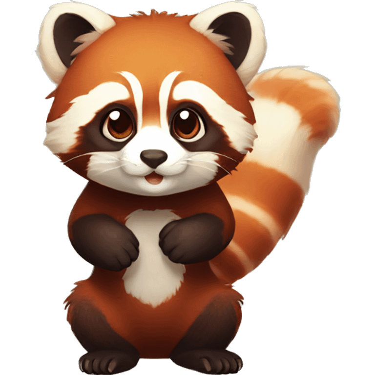 Cute red panda-ferret-hybrid full body emoji