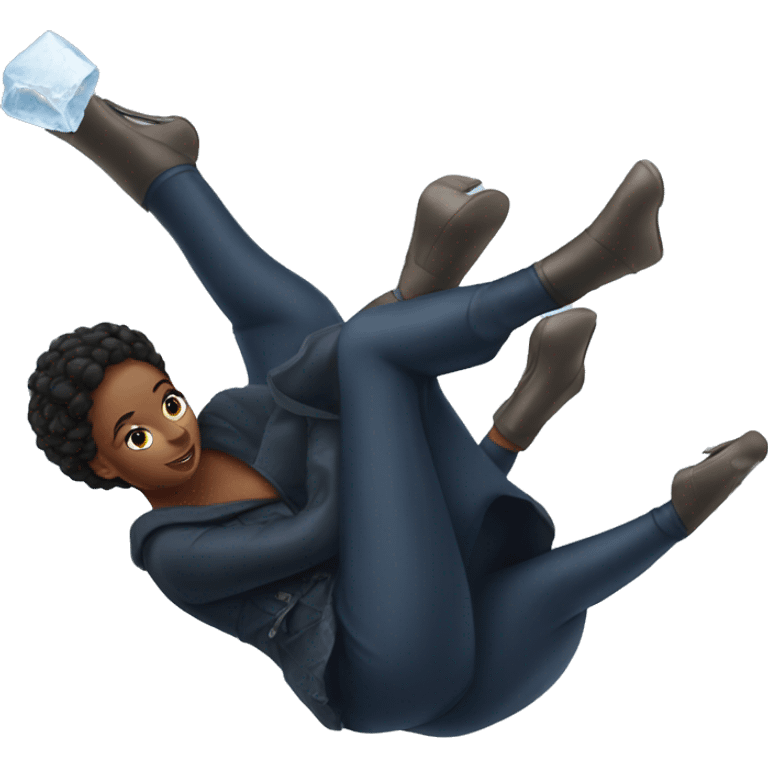 Black lady falling on ice emoji