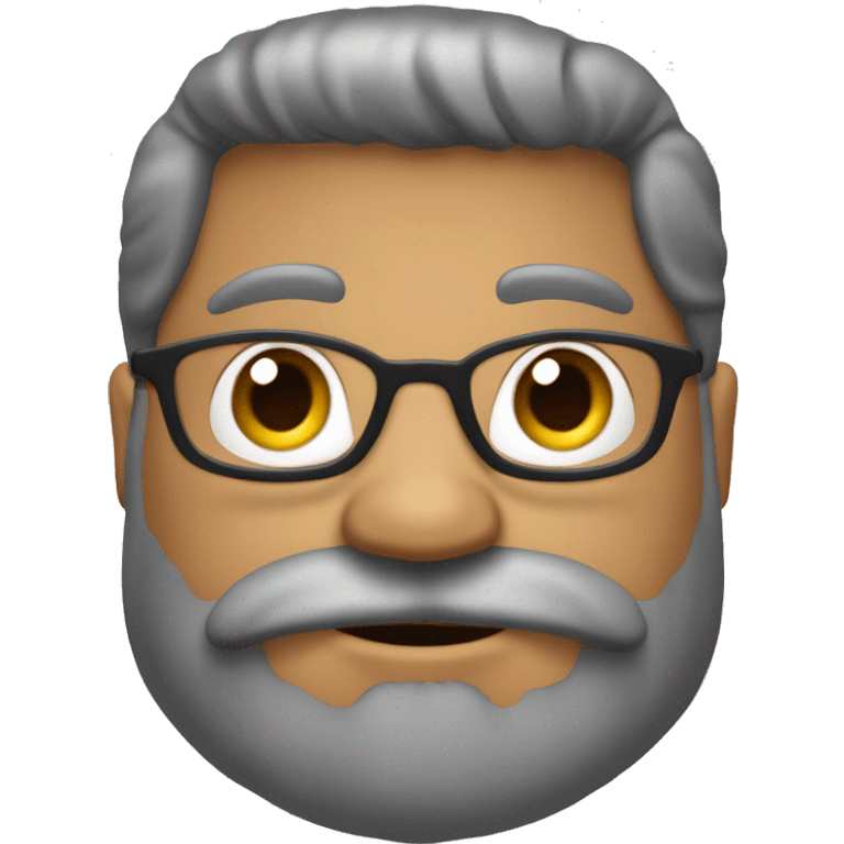 Crie um emoji de um homem careca, barba grande e grisalha, usando um óculos de grau redondo, sobrancelhas finas  emoji