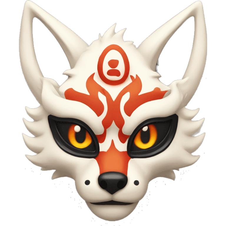 Nine-tailed Fox with japanese demon mask emoji