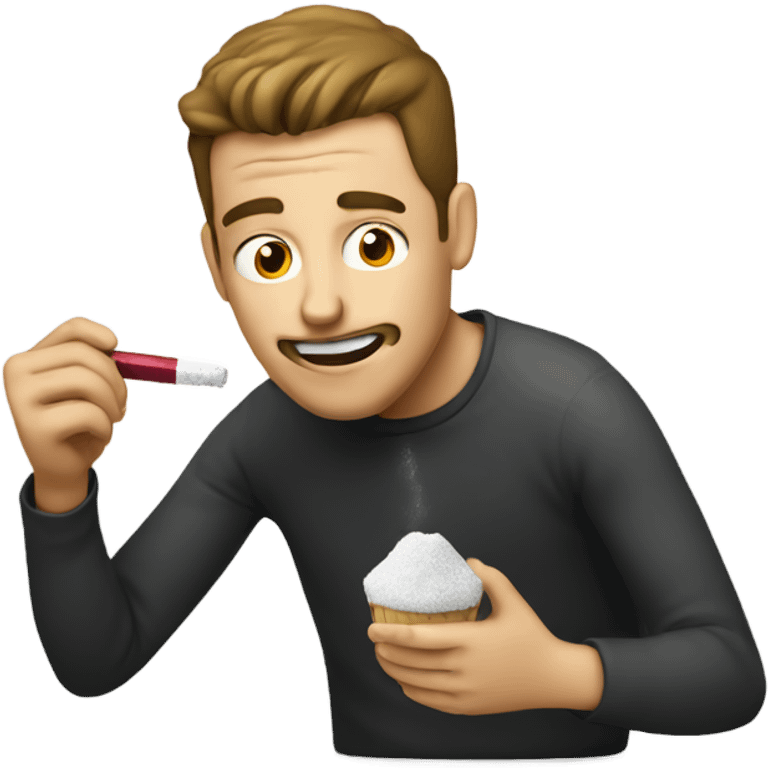 Guy eating sugar next to a lighter emoji