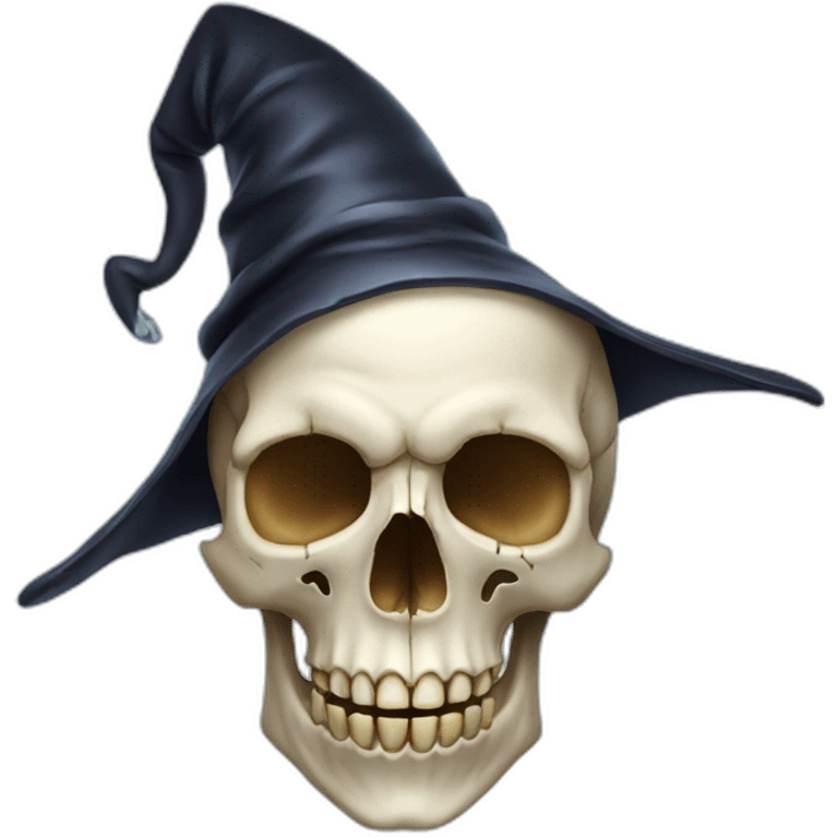 Human skull with a wizard hat emoji