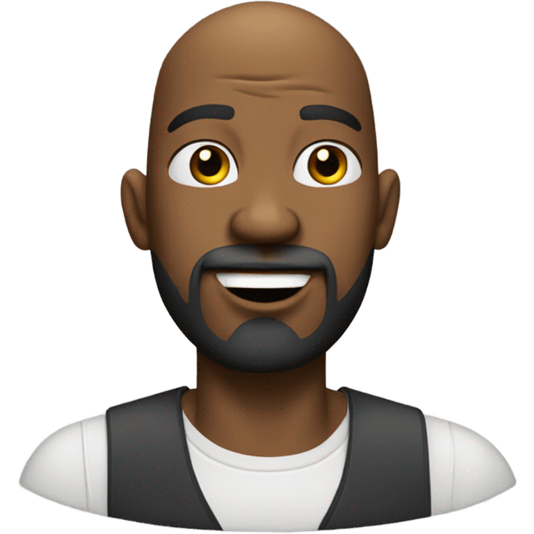 A bald, Black man with a beard and goatee blowing a kiss. emoji