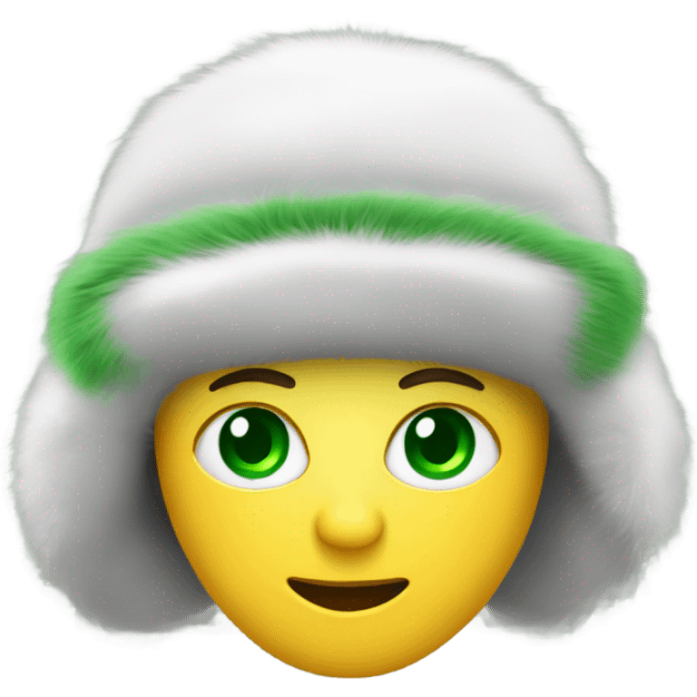 Russia ushanka-hat with green eyes emoji