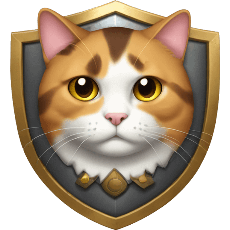 Fat calico cat with a shield  emoji