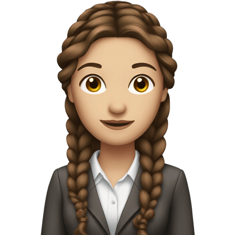 business woman long straight brown hair braid emoji