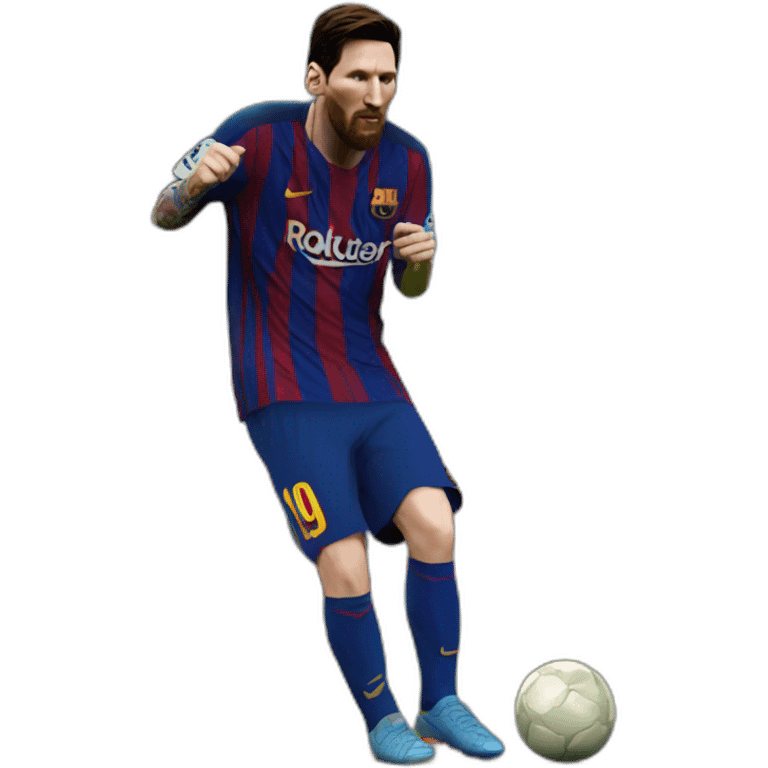 Realistic Messi who is shooting emoji