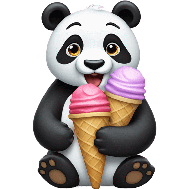 Panda eating ice cream emoji