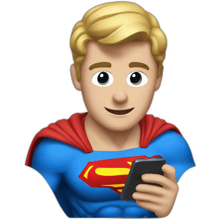 superman speaking with a phone emoji