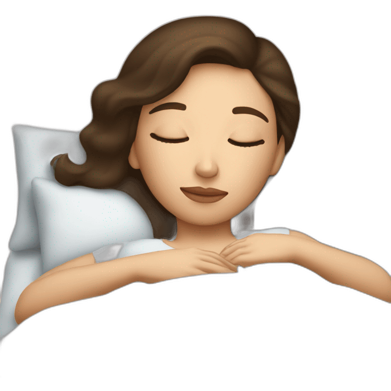 sleeping brunette girl in bed emoji