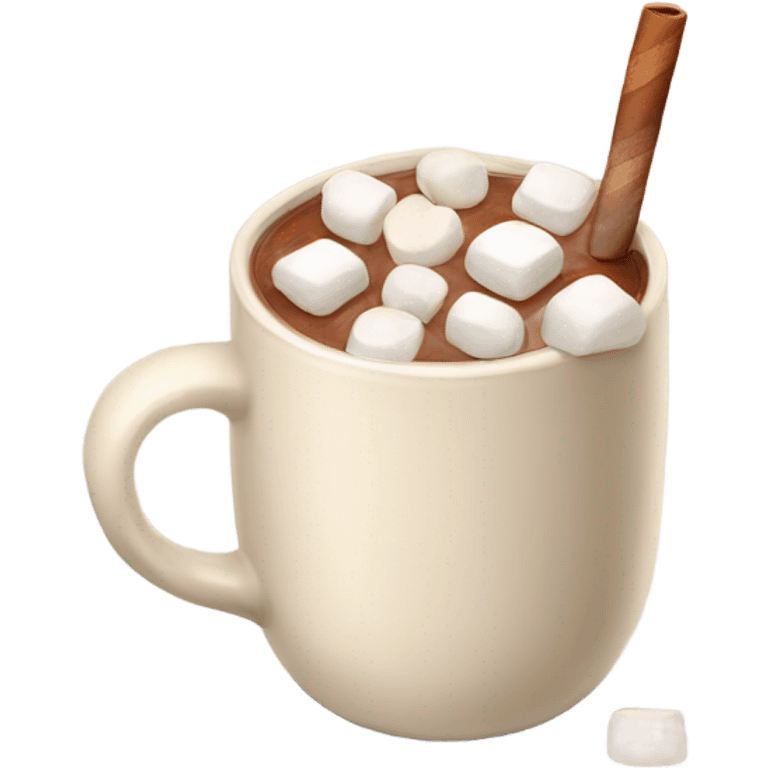 Light beige mug of hot chocolate with marshmallows  emoji