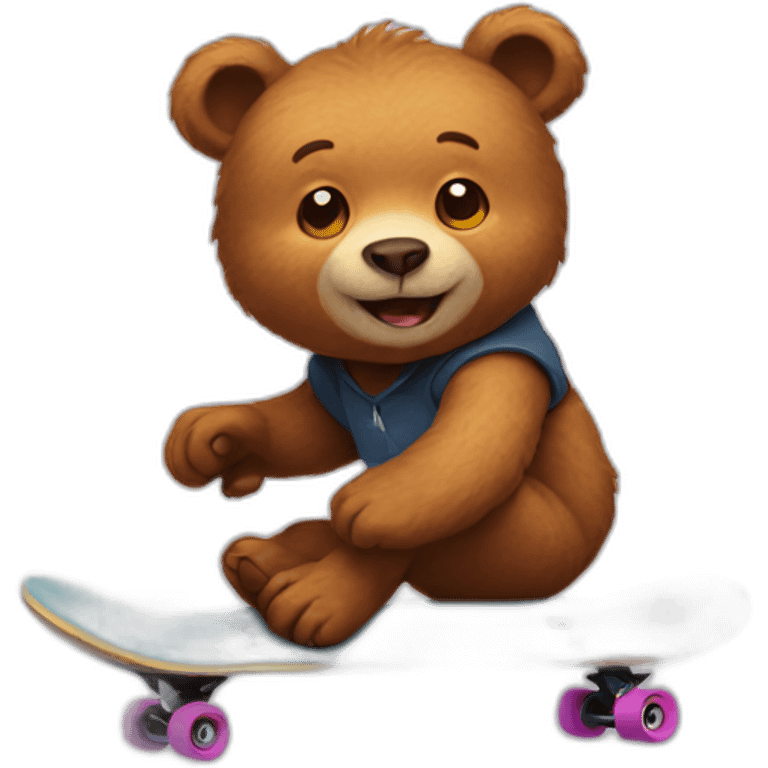 Skateboarding bear emoji