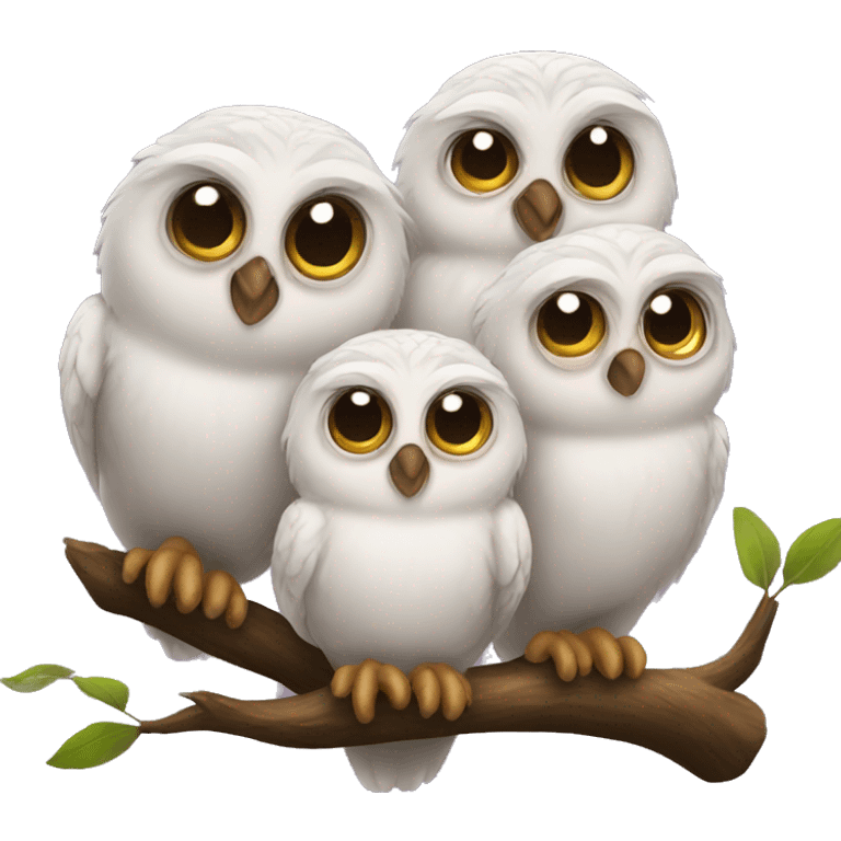 three baby owls emoji