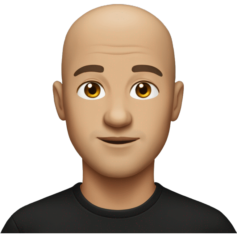 male portrait in black shirt bald head emoji