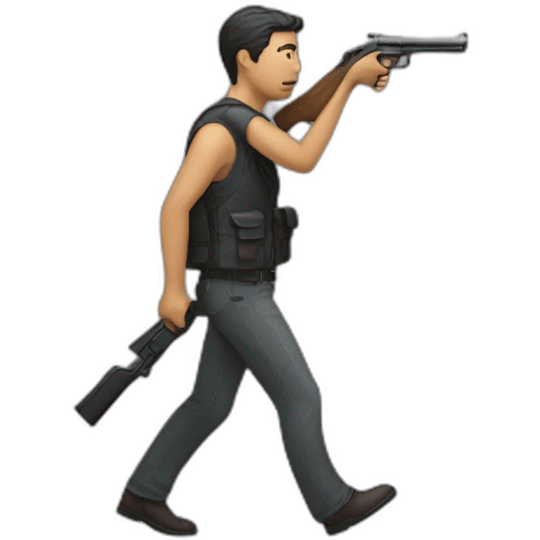 A man who walk with a gun in his hand emoji