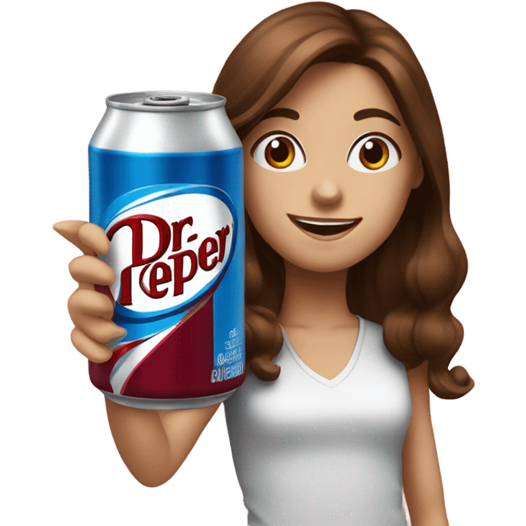 Chugging dr pepper Brown hair girl blue eyes emoji