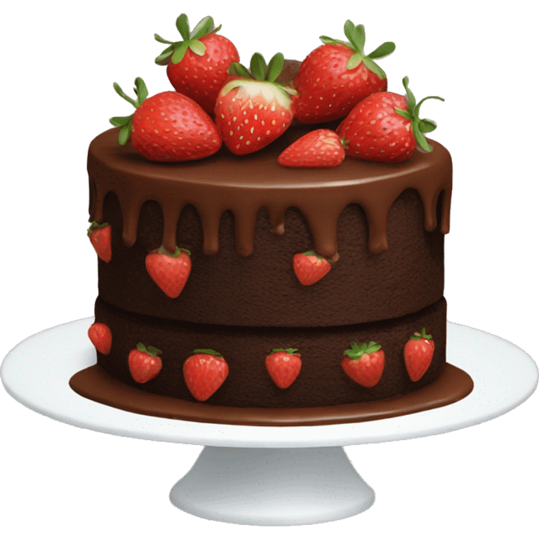 chocolate cake with strawberries on top emoji