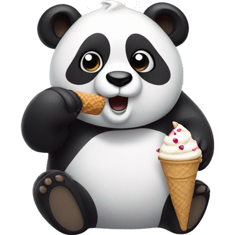 Panda eating ice cream emoji