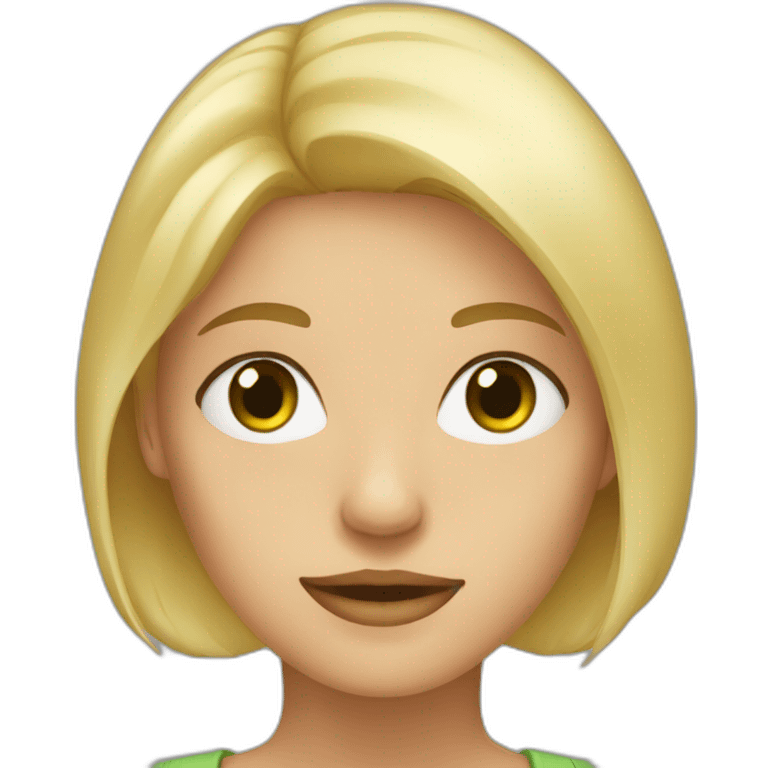 Une fille blonde aux yeux verts emoji