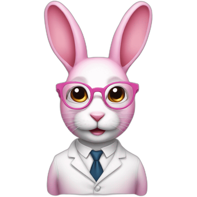 Specialist pink rabbit with glasses emoji