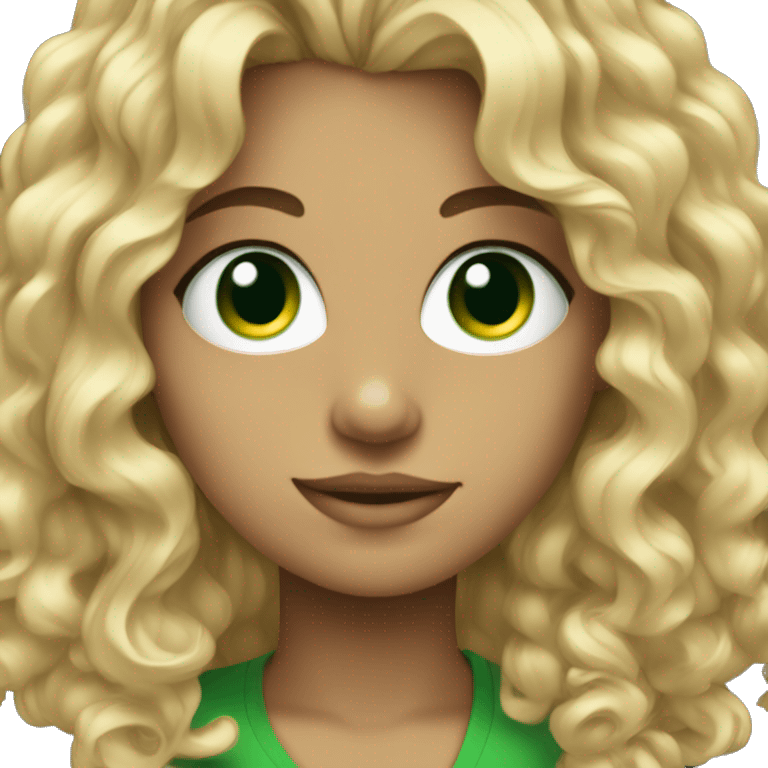 dark blondie wearing headphones green eyes Curly hair emoji