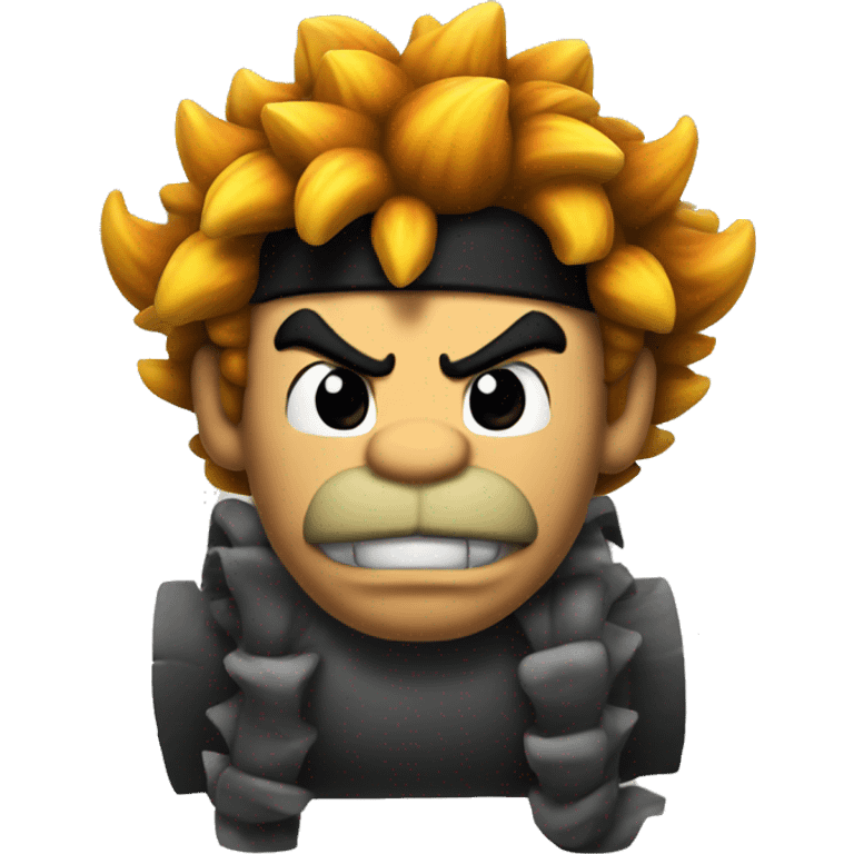 Bowser with curly long black hair emoji