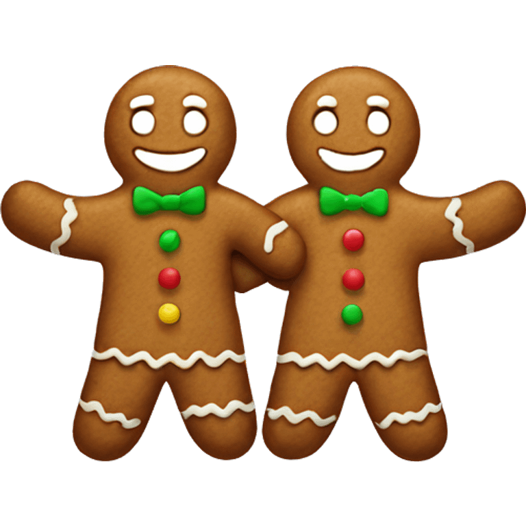 two gingerbread men holding hands emoji