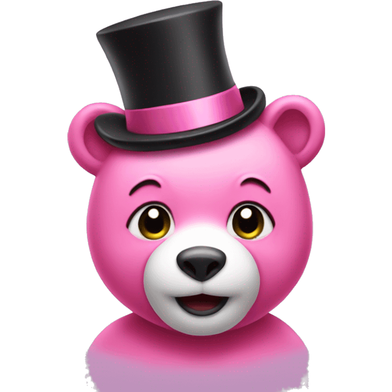 Pink bear with a top hat  emoji