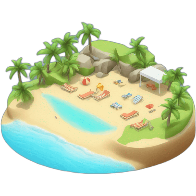 beach landscape isometric 3d emoji