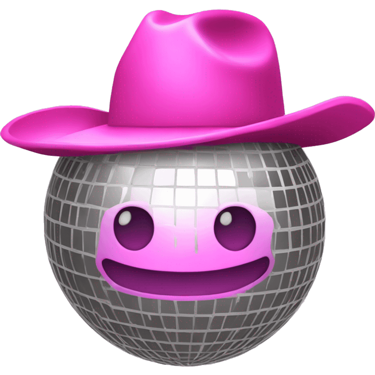 disco ball with a shiny pink cowboy hat on emoji