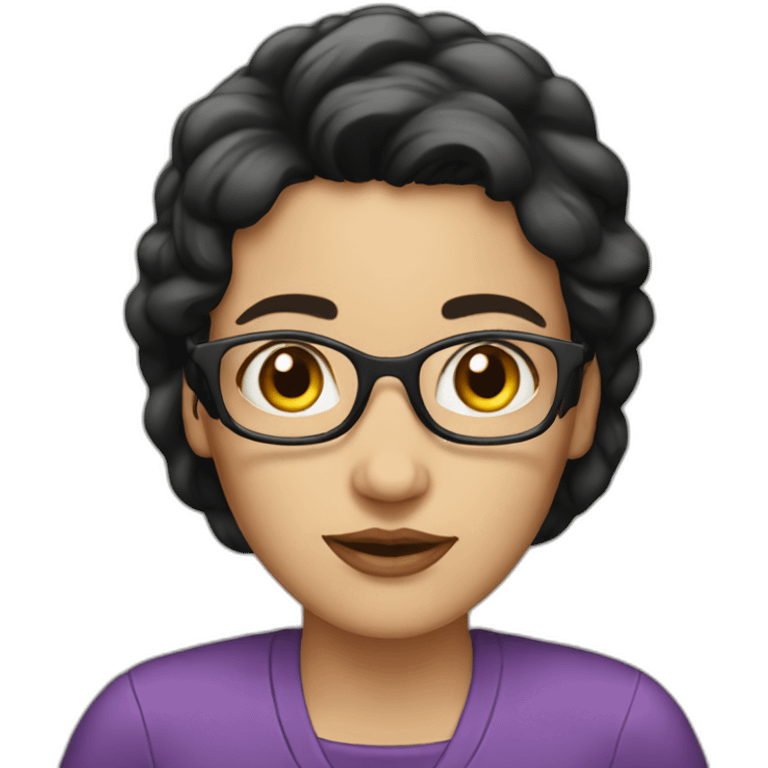 50th White woman with black hair reading emoji