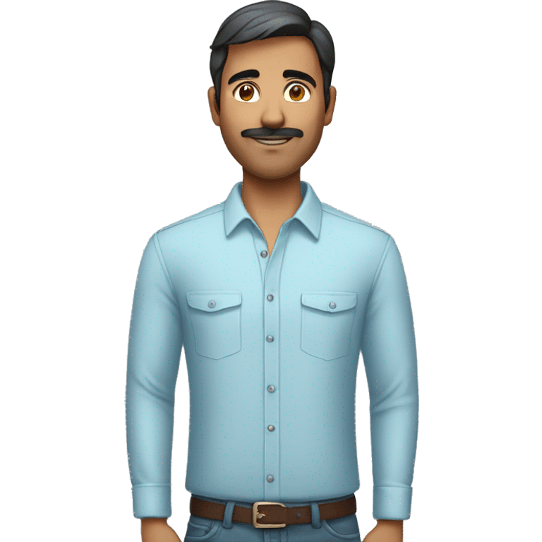 indian slim man in a light blue shirt, short hair and no facial hair emoji