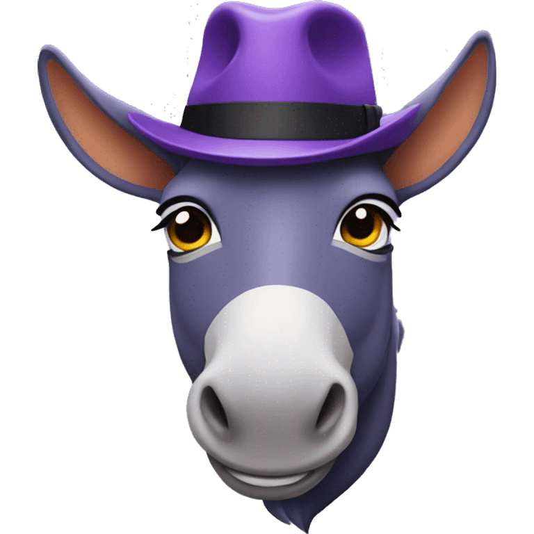 Purple donkey wearing a fedora emoji