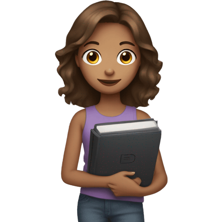 girl brown hair holding a kindle emoji