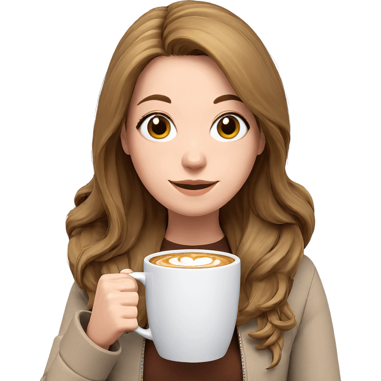 smiling girl with coffee mug emoji