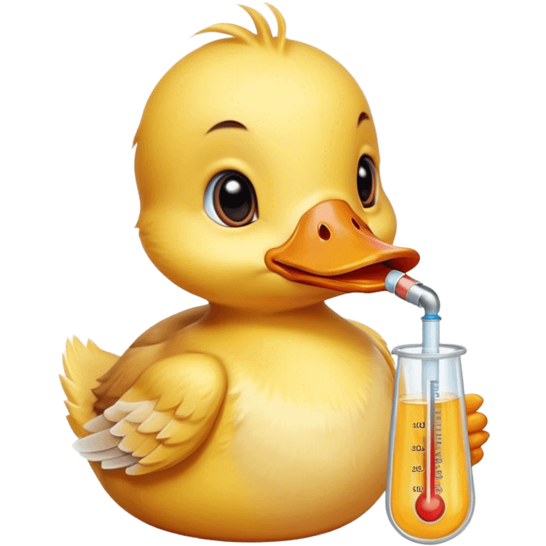 Make a duckling that is sick and has a thermometer in his mouth emoji