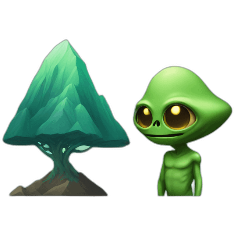 Alien and mountain emoji