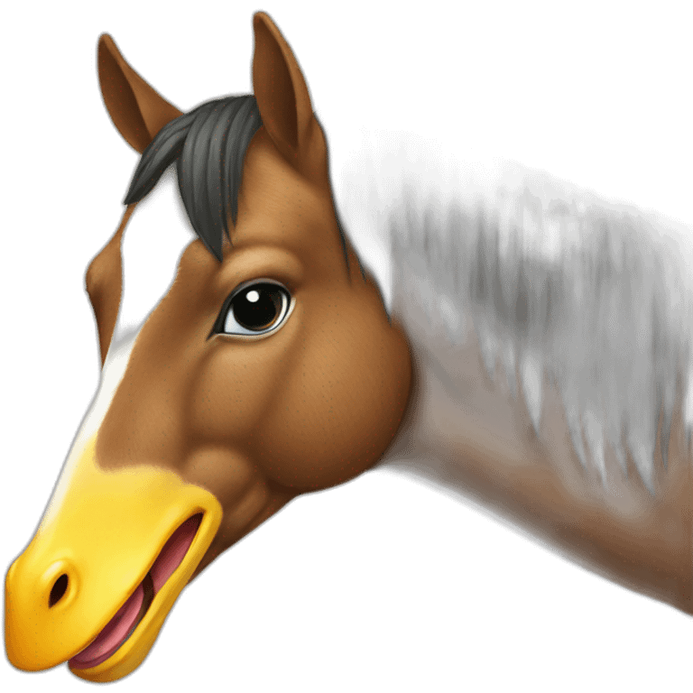 Duck eats horse emoji