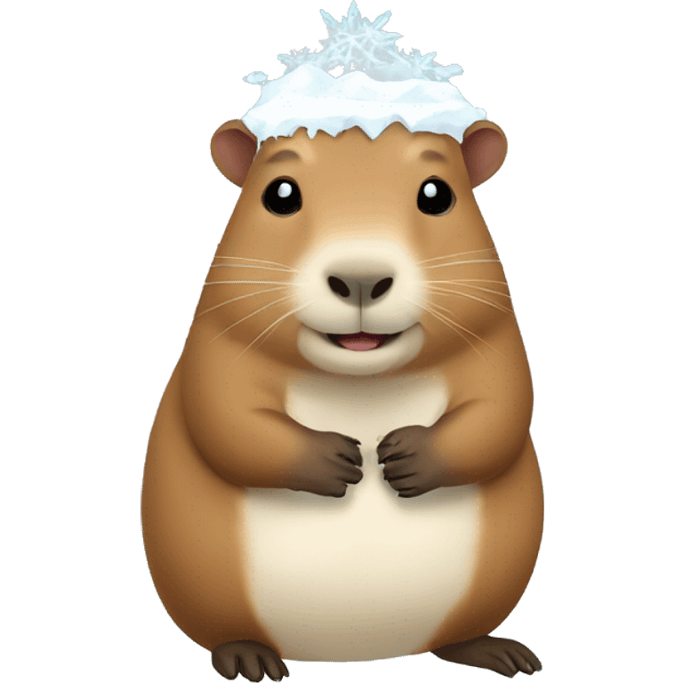 Capybara holding a snowflake emoji